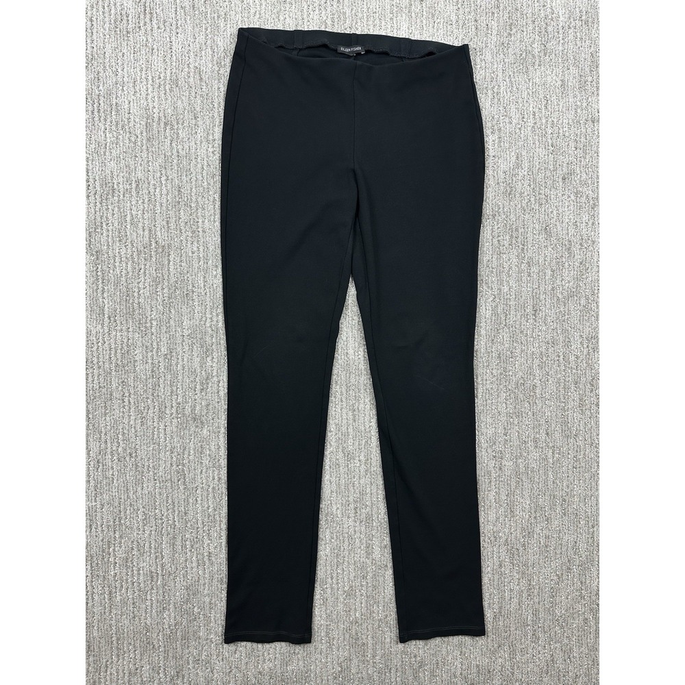 Eileen Fisher Pants Washable Stretch Crepe Straight Leg Pull On Black Pants Sz S